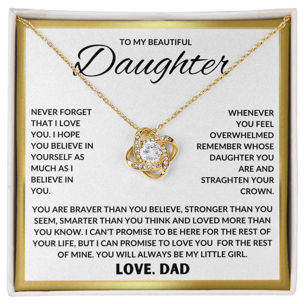Beautiful Gift For Daughter "Never Forget That I Love You" Love Knot Necklace