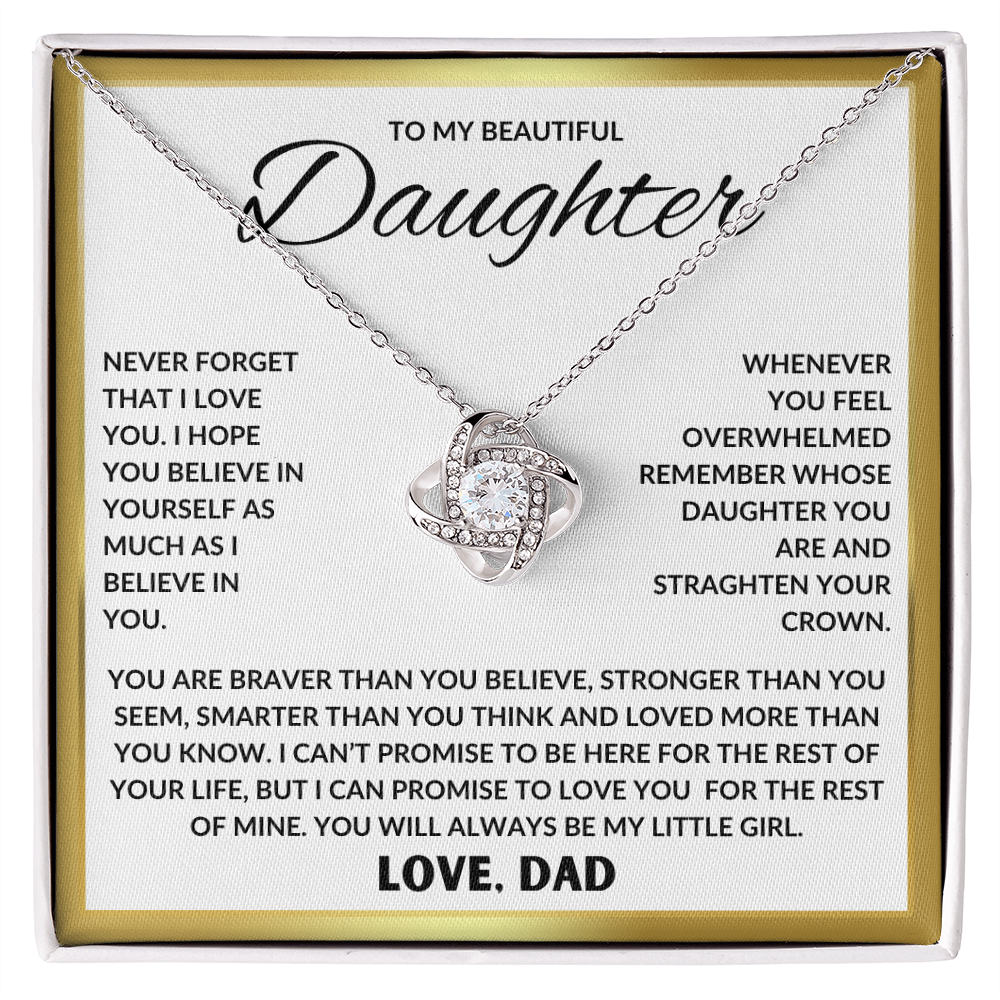 Beautiful Gift For Daughter "Never Forget That I Love You" Love Knot Necklace