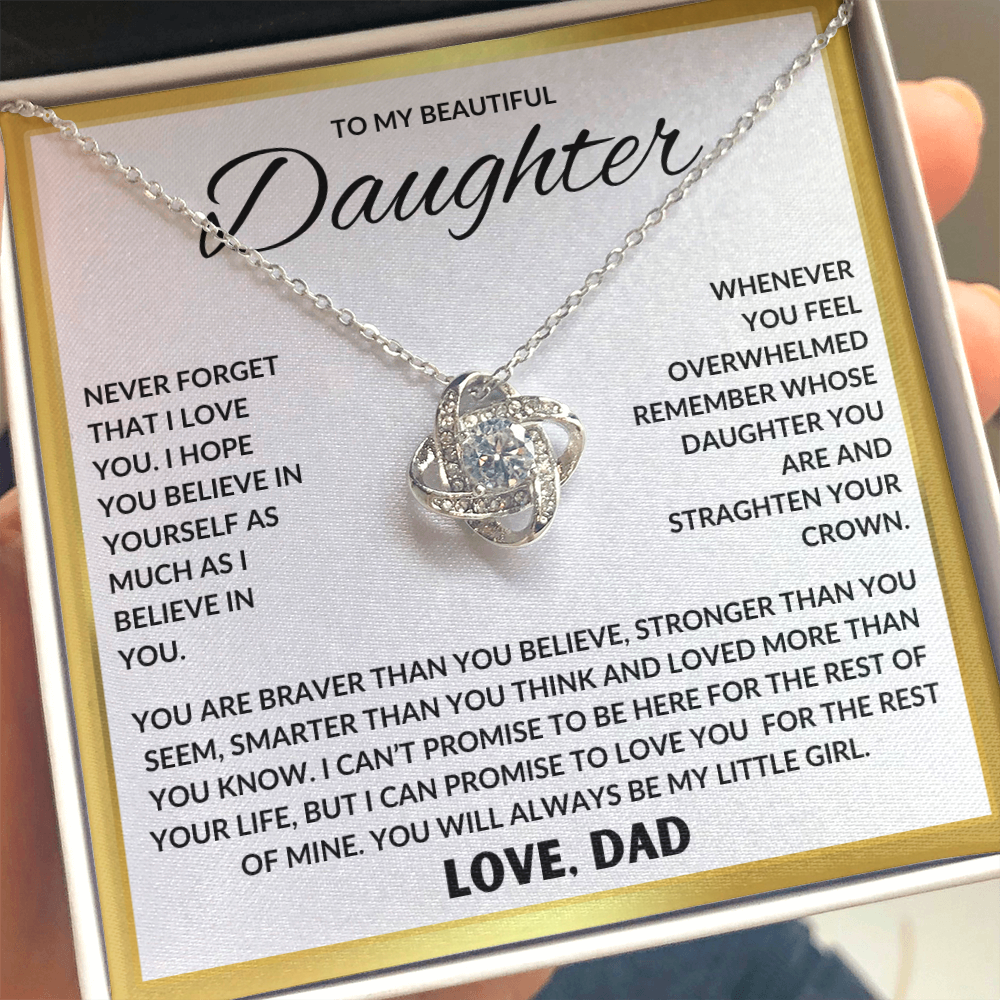 Beautiful Gift For Daughter "Never Forget That I Love You" Love Knot Necklace