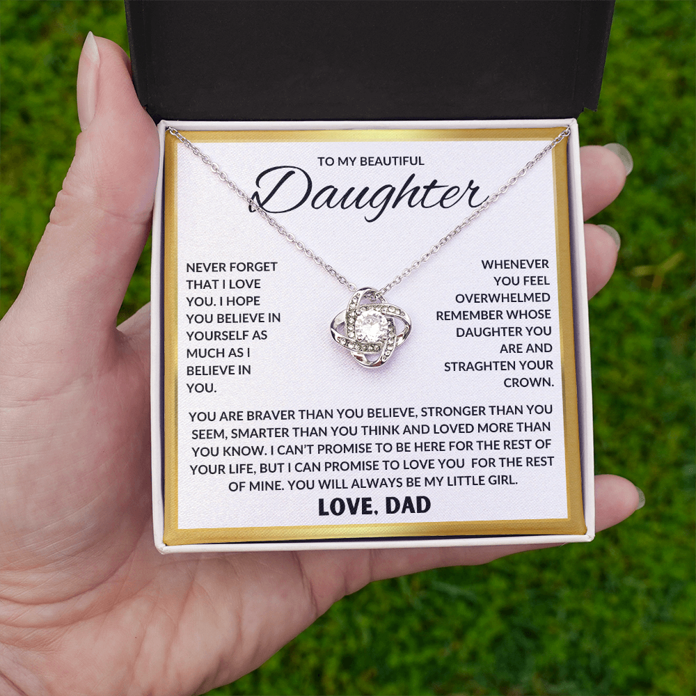 Beautiful Gift For Daughter "Never Forget That I Love You" Love Knot Necklace