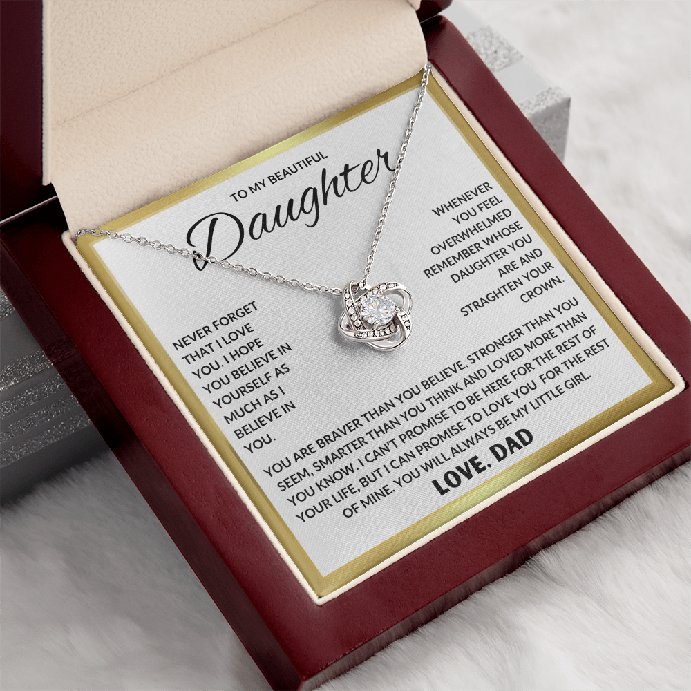Beautiful Gift For Daughter "Never Forget That I Love You" Love Knot Necklace