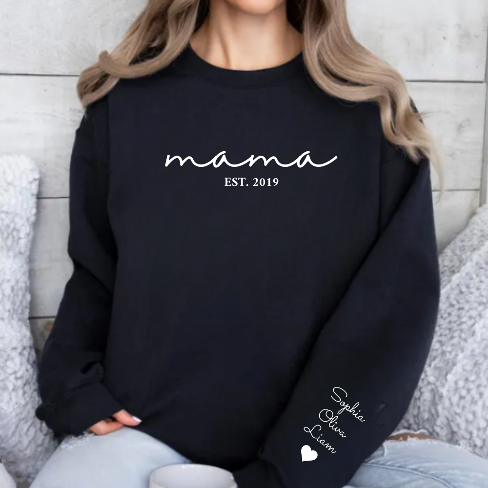 Mama Sweatshirt |Kids Names On Sleeve | Mom Sweatshirt | Gift For Mom | Up To 9 Names On Sleeve