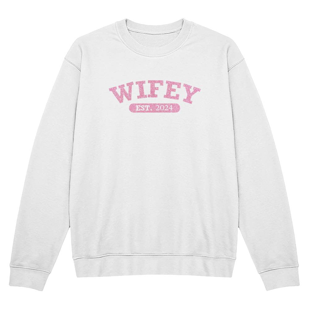 Personalize Date Wifey Crewneck Sweatshirt