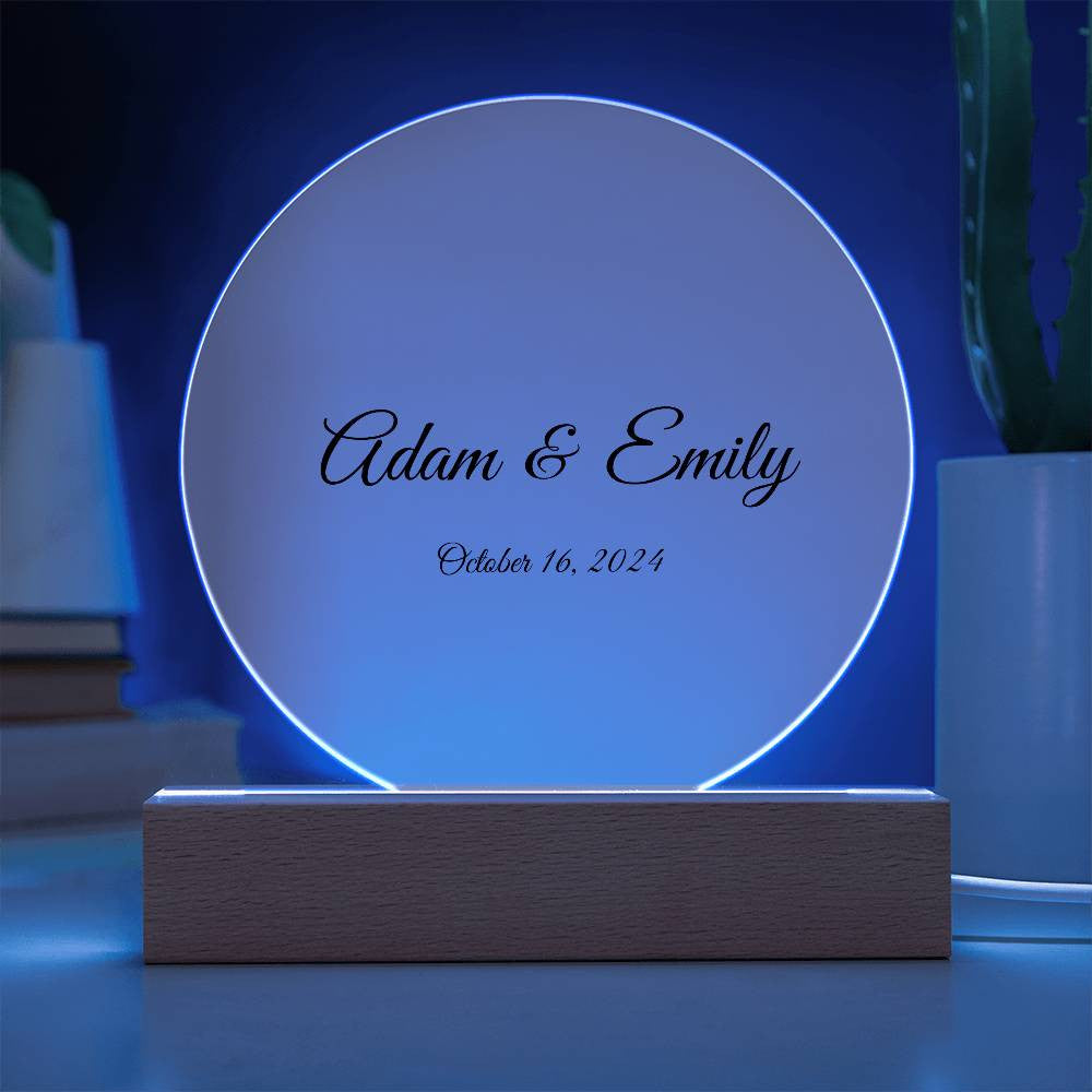 Personalized | Acrylic Circle Plaque| Wedding Gift | Anniversary