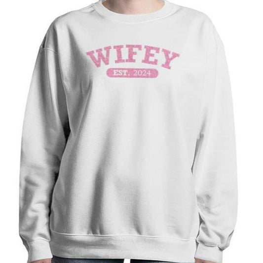 Personalize Date Wifey Crewneck Sweatshirt