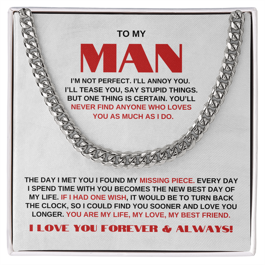 To My Man | Gift For Husband | Cuban Link Chain