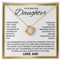 Beautiful Daughter Gift | From Dad | " Never Forget That I Love You" | Love Knot Necklace