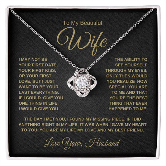 To My Beautiful Wife | Love Your Husband | Love Knot Necklace BG