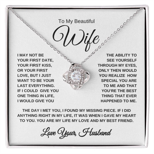 To My Beautiful Wife | Love Your Husband | Love Knot Necklace WB