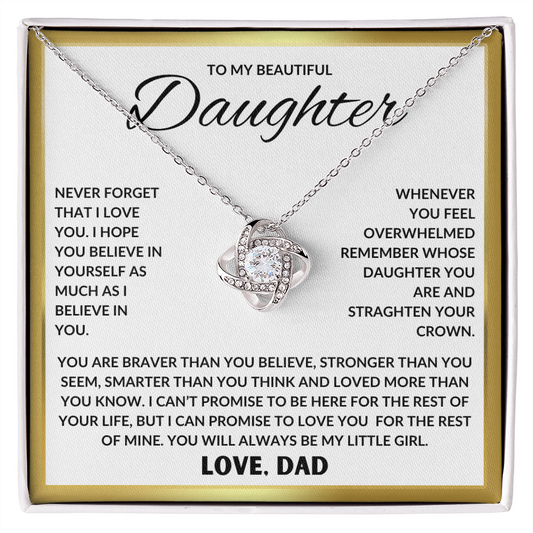 Beautiful Gift For Daughter "Never Forget That I Love You" Love Knot Necklace