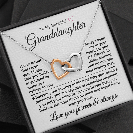 Never Forget That I Love You | Interlocking Hearts Necklace | Gift For Granddaughter | With Heartfelt Message Card |
