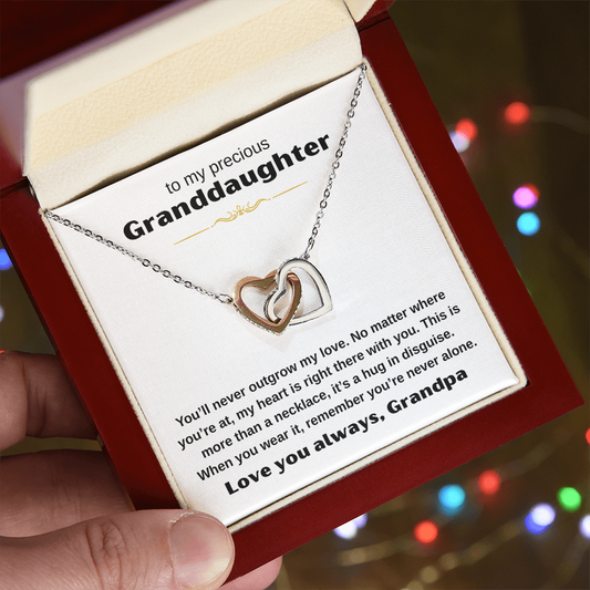 Interlocking Hearts Necklace | Gift For Granddaughter |  Heartfelt Message Card |