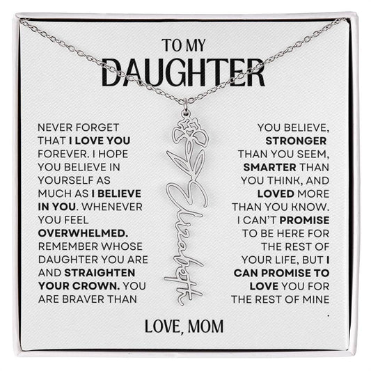 To My Daughter | Name Necklace | Birth Flower | Gift For Daughter | Love Mom