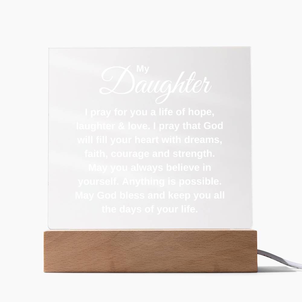 A Prayer For My Daughter | Square Acrylic Plaque LED Light