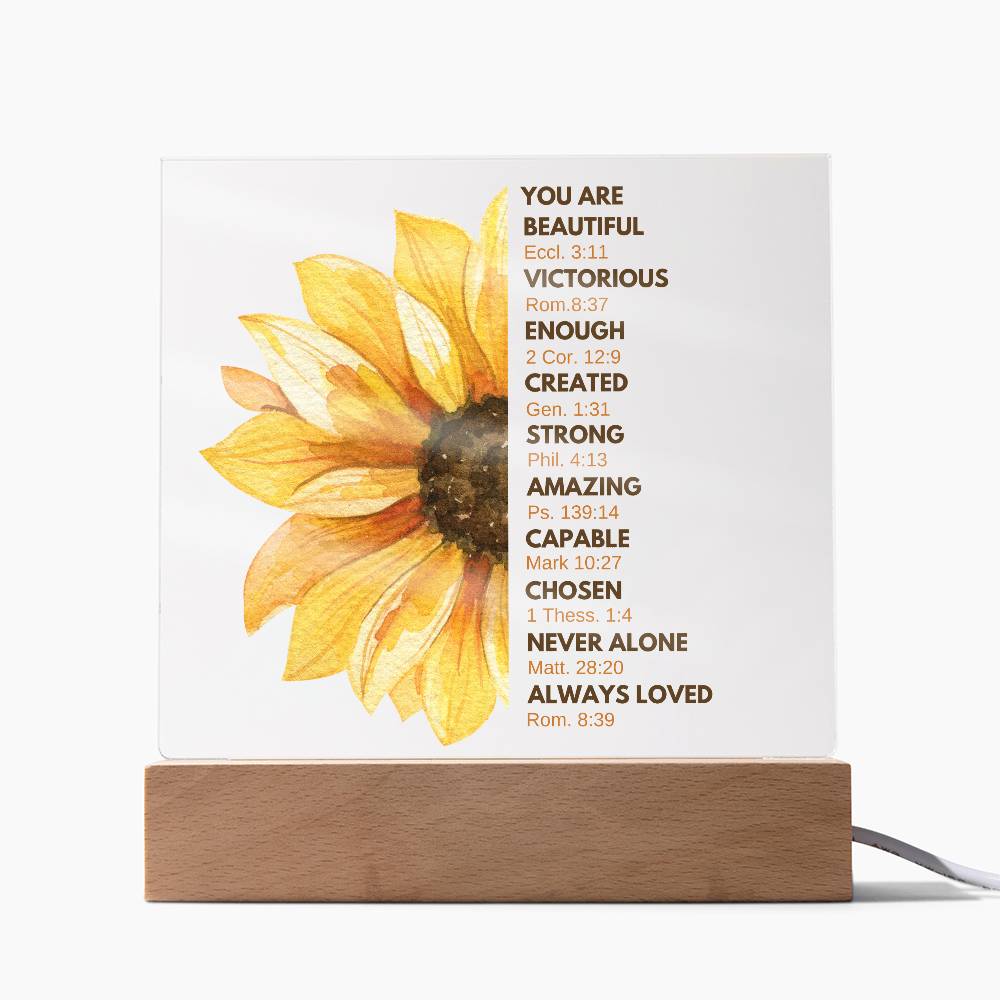 Sunflower Acrylic | Inspirational | Scripture | Light Up