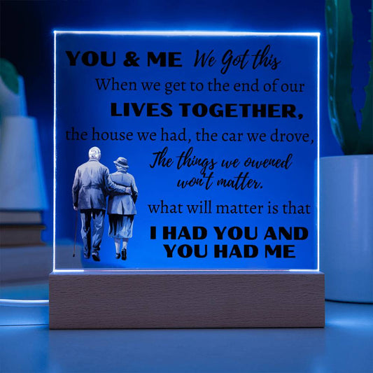 You And Me | Light Up | Square Acrylic Plaque