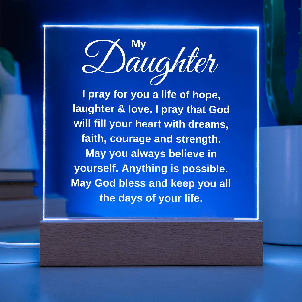 A Prayer For My Daughter | Square Acrylic Plaque LED Light