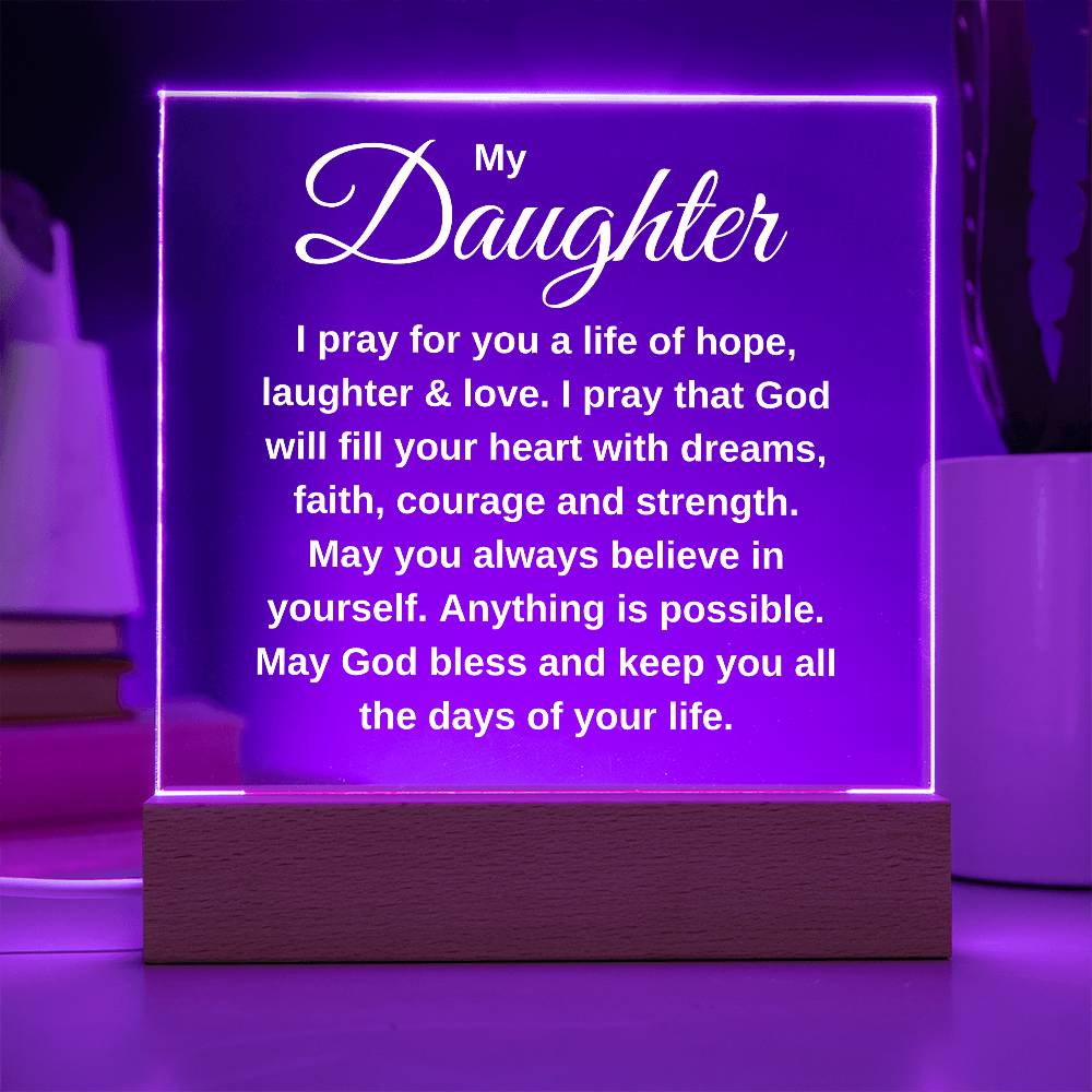 A Prayer For My Daughter | Square Acrylic Plaque LED Light