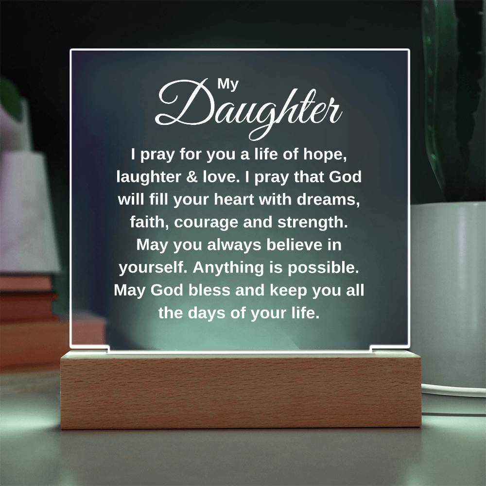 A Prayer For My Daughter | Square Acrylic Plaque LED Light