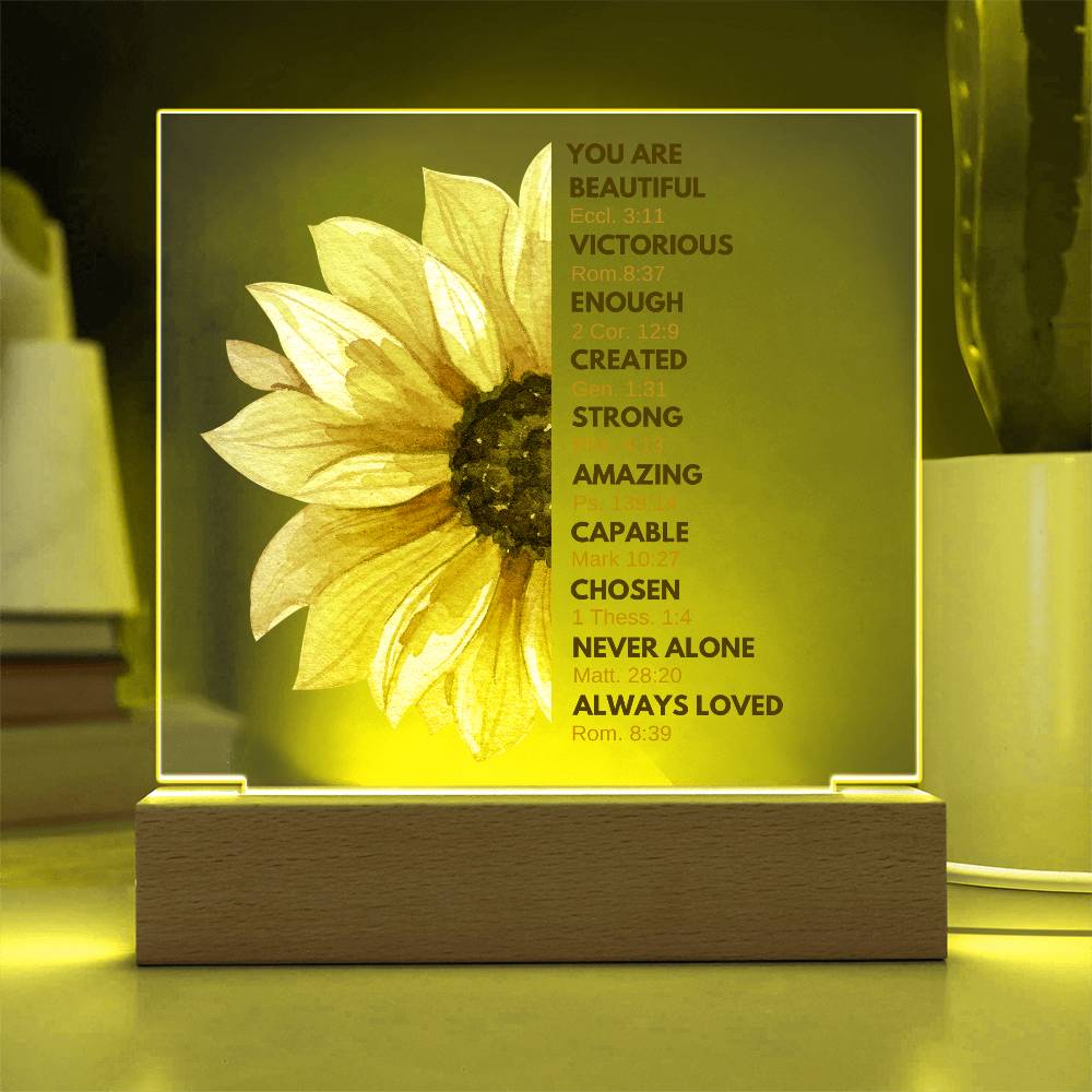 Sunflower Acrylic | Inspirational | Scripture | Light Up