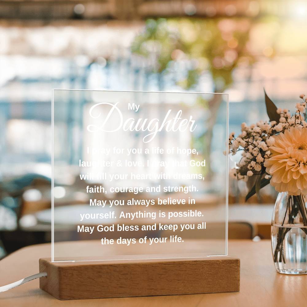 A Prayer For My Daughter | Square Acrylic Plaque LED Light