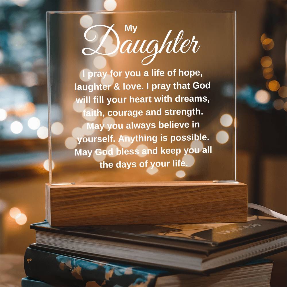 A Prayer For My Daughter | Square Acrylic Plaque LED Light