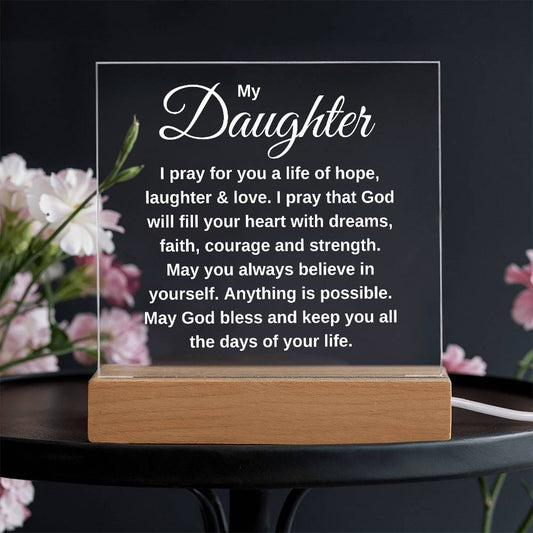 A Prayer For My Daughter | Square Acrylic Plaque LED Light