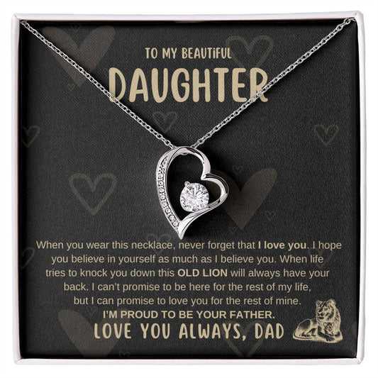 To My Beautiful Daughter | Gift For Daughter | This old Lion | Forever Love Necklace