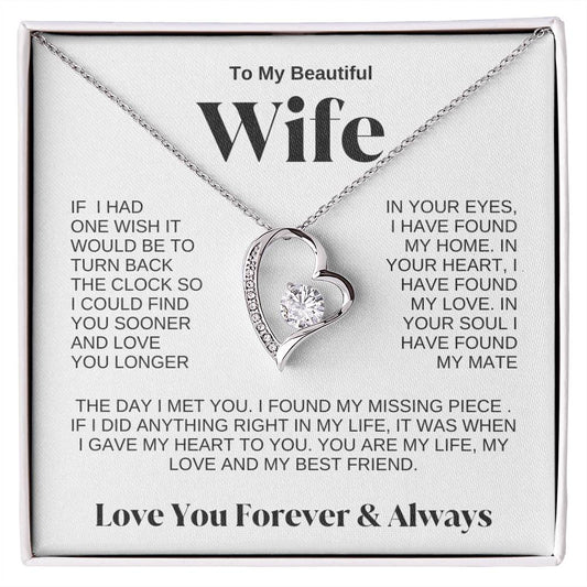 To My Beautiful Wife | Love You Forever And Always | Forever Love Necklace WB