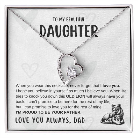 To My Beautiful Daughter | Gift For Daughter | Forever Love Necklace | This Old Lion