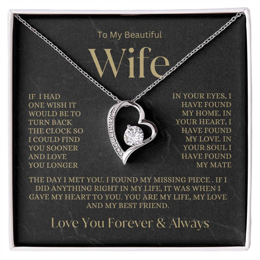 To My Beautiful Wife | Love You Forever And Always | Forever Love Necklace BG