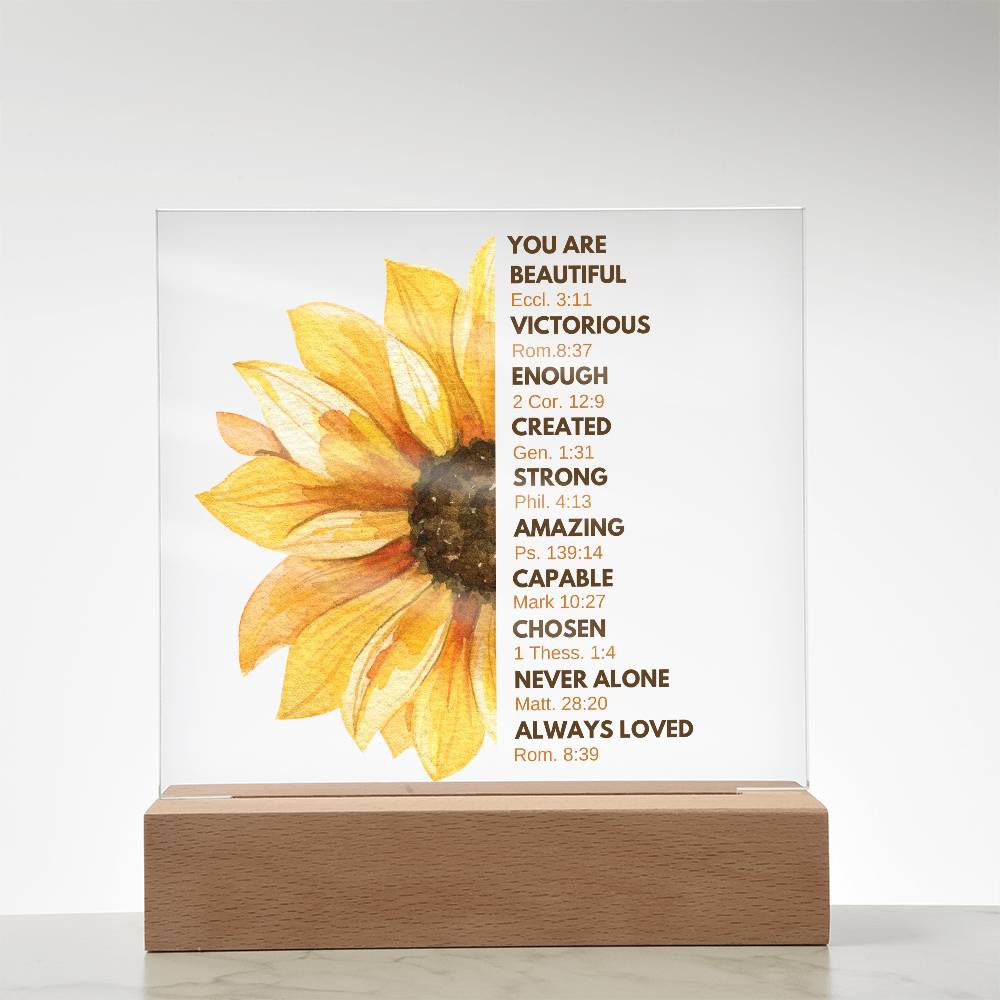 Sunflower Acrylic | Inspirational | Scripture | Light Up