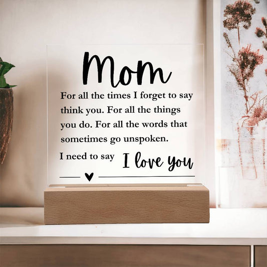 Mom I love You |  Acrylic Plaque | Led Bass