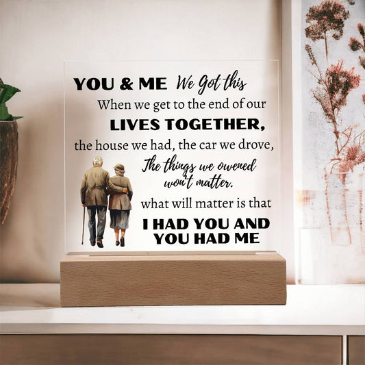 You And Me | Light Up | Square Acrylic Plaque