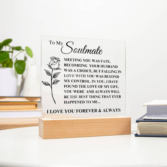 To My Soulmate | Square Acrylic Plaque