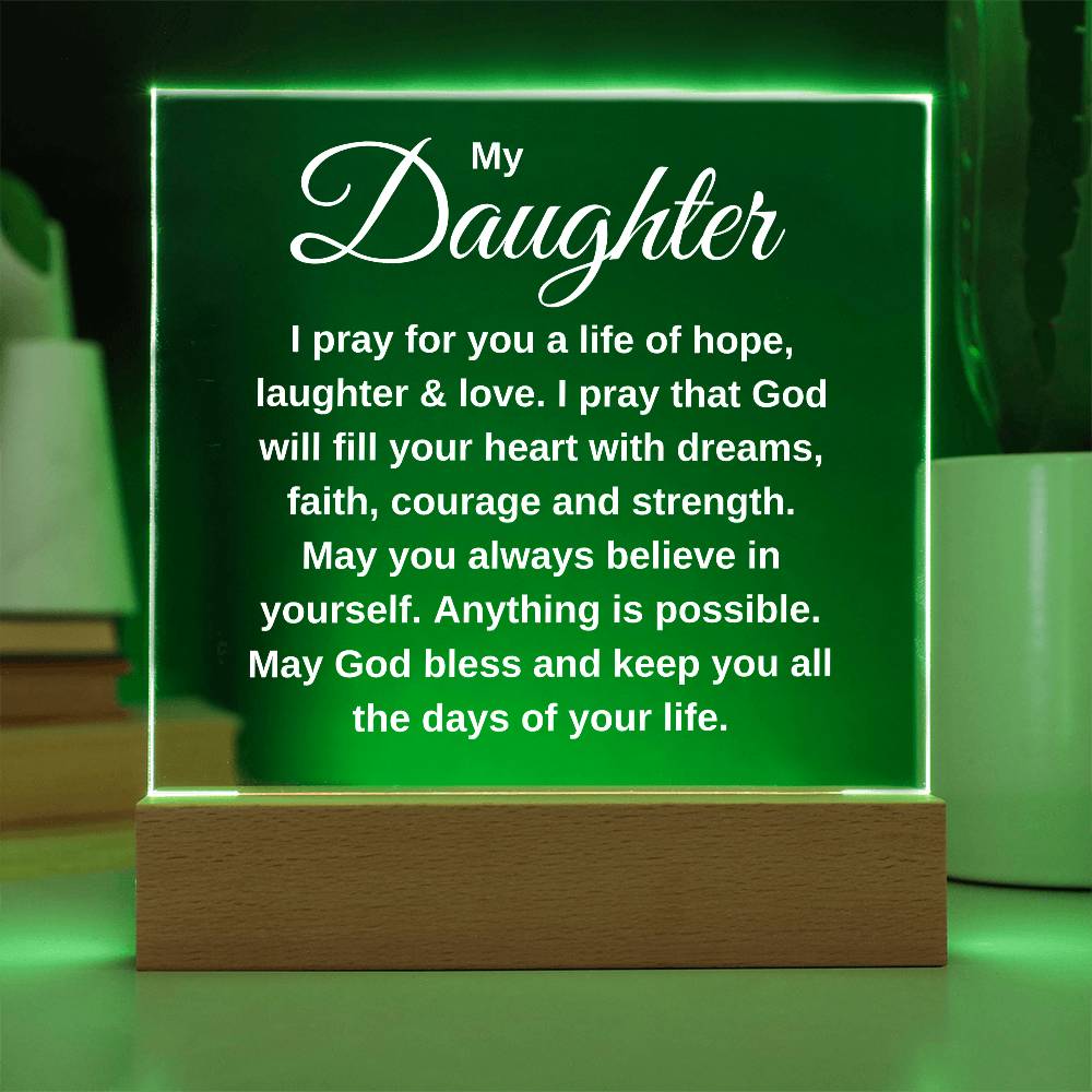 A Prayer For My Daughter | Square Acrylic Plaque LED Light