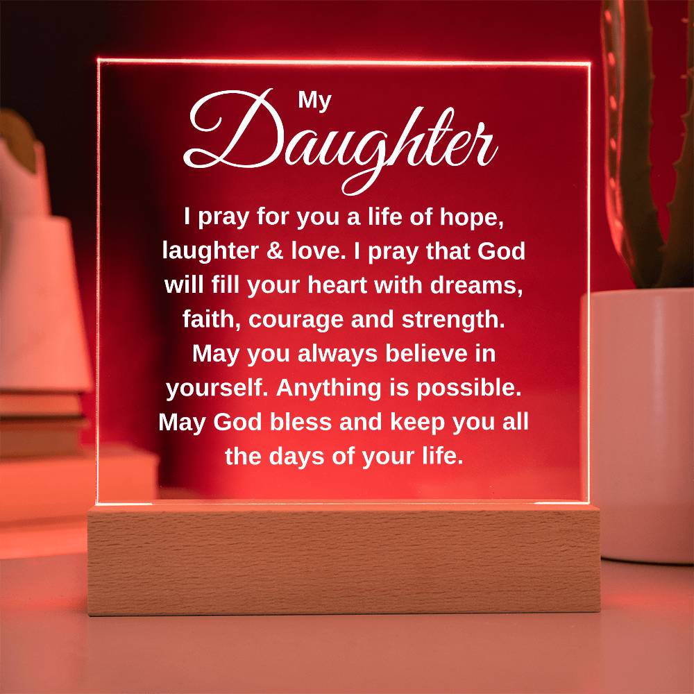 A Prayer For My Daughter | Square Acrylic Plaque LED Light