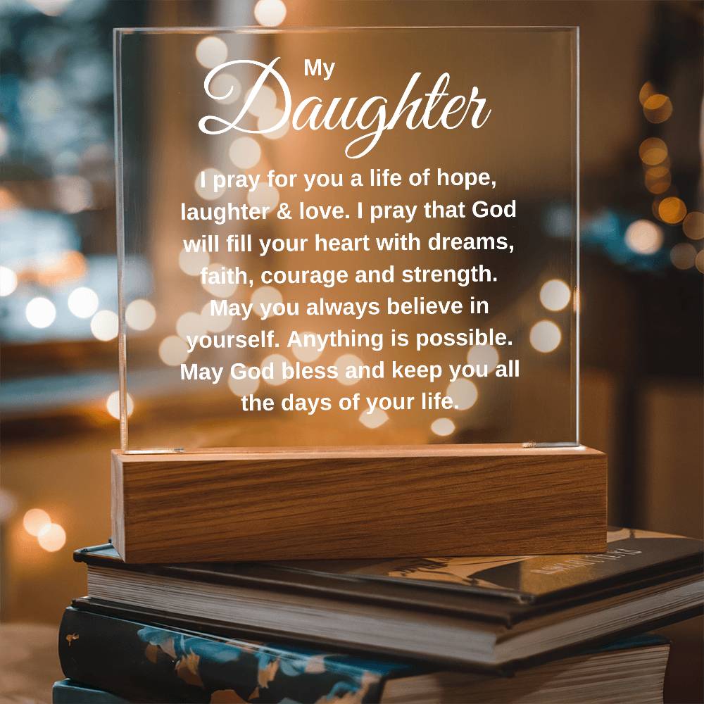 A Prayer For My Daughter | Square Acrylic Plaque LED Light