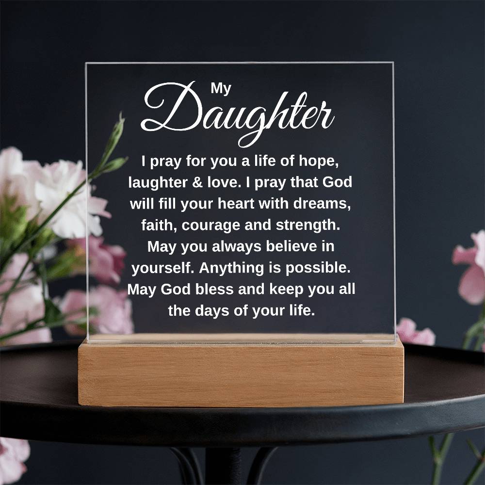 A Prayer For My Daughter | Square Acrylic Plaque LED Light