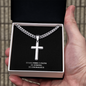 Men's Cuban Link Chain with Artisan Cross | Personalized Engraving | Message Card Stand Firm In Your Faith | Men's Cross Necklace