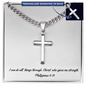 Personalized Cross Necklace | With Cuban Link Chain | WB | Message Card | I Can Do All Things |