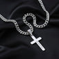 Cross Necklace with Cuban Link Chain | Personalize Engraving on Back | BW | Gift For Dad | Gift For Brother | Gift For Husband | Gift For Grandson