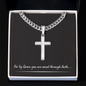 Cross Necklace with Cuban Link Chain | Personalize Engraving on Back | BW | Gift For Dad | Gift For Brother | Gift For Husband | Gift For Grandson