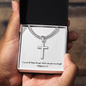 Personalized Cross Necklace | With Cuban Link Chain | WB | Message Card | I Can Do All Things |