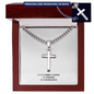 Men's Cuban Link Chain with Artisan Cross | Personalized Engraving | Message Card Stand Firm In Your Faith | Men's Cross Necklace | WB