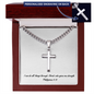 Personalized Cross Necklace | With Cuban Link Chain | WB | Message Card | I Can Do All Things |