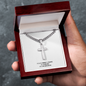 Men's Cuban Link Chain with Artisan Cross | Personalized Engraving | Message Card Stand Firm In Your Faith | Men's Cross Necklace | WB