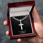 Men's Cuban Link Chain with Artisan Cross | Personalized Engraving | Message Card Stand Firm In Your Faith | Men's Cross Necklace