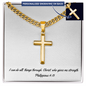 Personalized Cross Necklace | With Cuban Link Chain | WB | Message Card | I Can Do All Things |