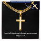 Personalized Cross Necklace | With Cuban Link Chain | BW | Message Card | I Can Do All Things